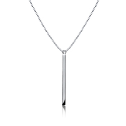 Rhodium Plated Classic Stick Silver Necklace SPE-5061-RP